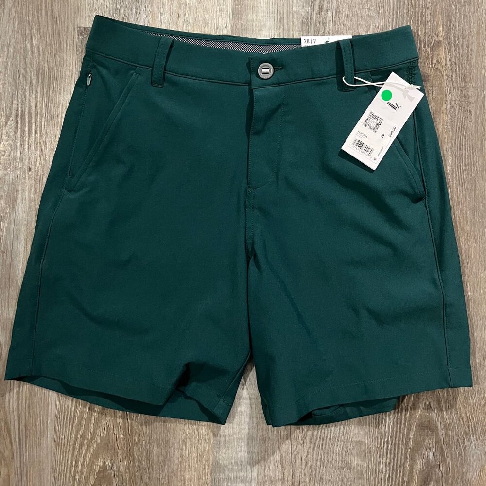 Puma Mens 101 Solid 7" Inseam, Golf Shorts, Dark Myrtle Zip Pocket Size 28